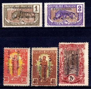 French Colonies: Cameroun Occupation 1916 Selection,  5 Stamps