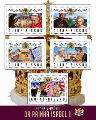 Guinea - Bissau 2016 Mnh Queen Elizabeth Ii 90th Barack Obama Mandela 5v Ms Stamps