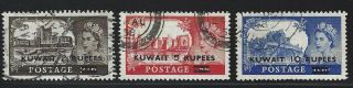 1957 Kuwait Sg 107a - 09a (sc 117 - 19) - Surcharged Qeii Type Ii Set Of 3 -