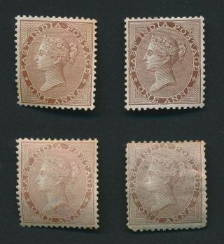 India Stamps 1865 Qv 1a Chocolate/brn Shades,  Sg 58/60 Elephant Wmk Mog Main Vf