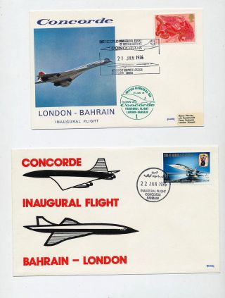 Gb Bahrain 1976 1st Flight Concorde Air Covers X2 (as 104