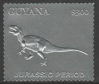 Guyana 6186 - 1994 Jurassic Park Dinosaur Embossed In Silver Foil