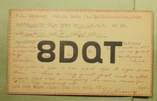Dr Who 1927 Bellefontaine Oh Qsl Ham Radio 8dqt Postal Card E42855