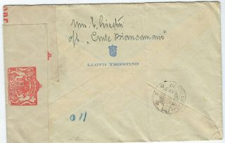 India 1939 registered censored airmail cover Bombay to Sumatra Netherland Indies 2