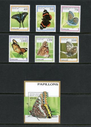 Benin 1996 801 - 7 Butterflies Set & Sheet Mnh L050