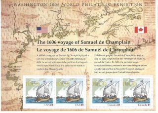 Us Scott 4074 39c Samuel De Champlain Souvenir Sheet Mn