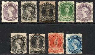 Nova Scotia 9 Stamps And (faults)