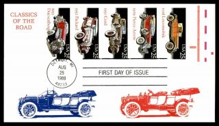 Mayfairstamps Us Fdc 1988 Automobiles Of The Road Booklet Pane First Day Cover W