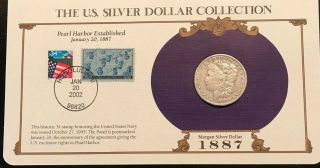 1887 Morgan Silver Dollar U.  S.  Postal Commemorative Stamp Set,  Rare 3/34c Stamps