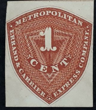 Rare C.  1850s United States 2c Brown Metro Errand &courier Express Company Stamp