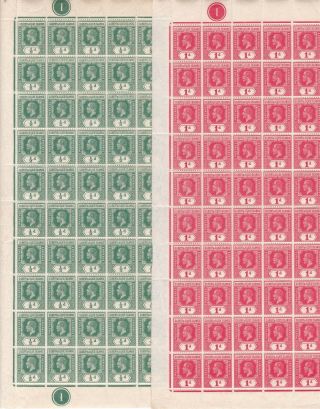 Gilbert & Ellice 1912 ½d & 1d Part Sheets With Plate Numbers,  U/m,  Cat £147