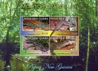 Papua Guinea 2011 Mnh Monitor Lizards 4v Ms Mangrove Monitor Reptiles Stamps