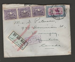 Canada 3 (4 Cents) Postage Due Stamps On Air Mail Cover From Sudan
