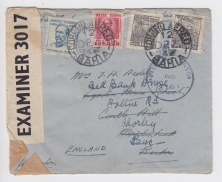 Ww2 Troopship Army Censored Air Mail Consulado Britannic Bahia Brazil 1943