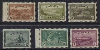 Canada 1946 Sc 268 - 273 Mnh Og Set Cv $79