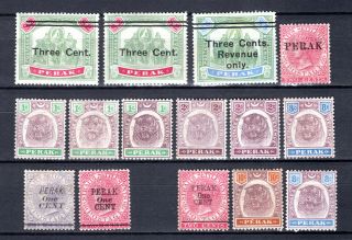 Malaya Straits Settlements 1884 - 1900 Perak Selection Of Mh Stamps M/m