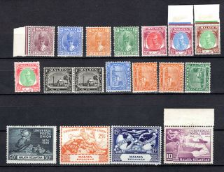 Malaya Straits 1935 - 1951 Perak Kelantan Selangor Selection Mnh Stamps Unmounted