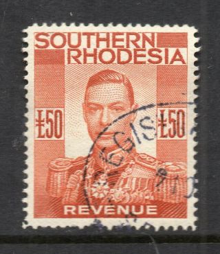 1937 Kgv1 Southern Rhodesia Bft:26 £50 Orange Very Fine Revenue.