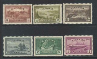 Canada 1946 - 1947 Peace Re - Conversion Mh Sest Of 6 Cat £52,