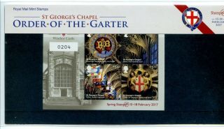 2017 St George Chapel M/s 0204 Great Britain Presentation Pack Stampex Overprint