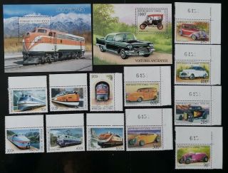 Congo 1999 Issue Trains,  Classic Cars Stamp Sets Mnh