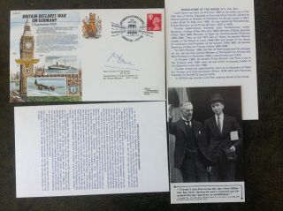 Raf Fdc - Britain Declares War On Germany Ww2 - Signed Baron Home Of The Hirsel