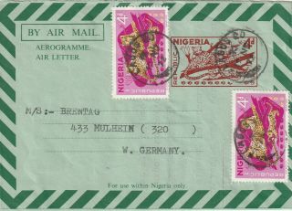 1972 Nigeria Airletter With Letter Sent From Lagos To Mulheim Germany