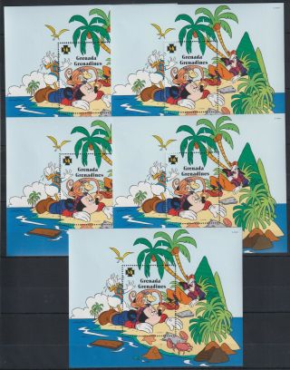 H694.  5x Grenada - Mnh - Cartoons - Disney 