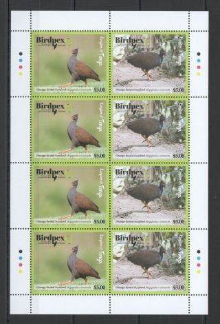 U232 2018 Tonga Fauna Birds Birdpex 8 Expo Scrufowl Full Sheet 4set Mnh