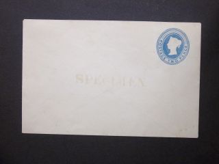 Gb Postal Stationery 1841 Qv 2d Blue " Specimen " In Red Ovpt Envelope Size F Ep6a