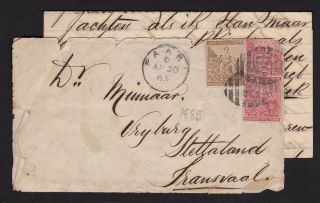 South Africa Cogh 1885 4d Cape Postal History Cover Paarl - Vryburg,  Tpo Cds