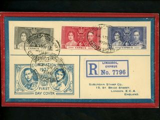 Postal History Cyprus 140 - 142 Fdc King George Vi Coronation 1937 Nicosia