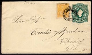 Ecuador To Chile Ps Stationery Envelope 1893 Guayaquil - Valparaiso