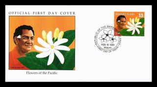 Dr Jim Stamps Tiare Flowers Pacific Fdc Marshall Islands Monarch Size Cover