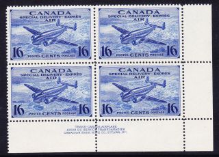 Canada Sgs13 16c Special Delivery Imprint Block Of 4 Lightly M/m C£24 As Singles