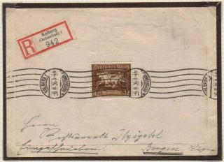 1936 Brown Ribbon Horse Race Miniature Sheet On Registered Cover,  Roller Cancels