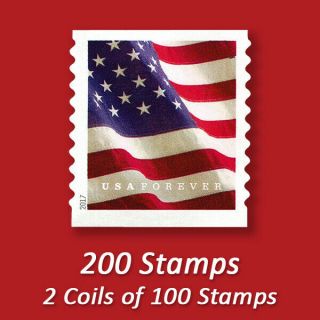200 Usps Forever Stamps,  2 Coils Of 2017 First Class Mail Postage