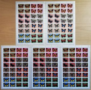 L302.  5x Ajman - Mnh - Insects - Butterflies - Full Sheet -