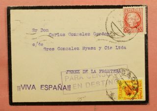 193? Spanish Civil War Mourning To Jerez De La Frontera Censored