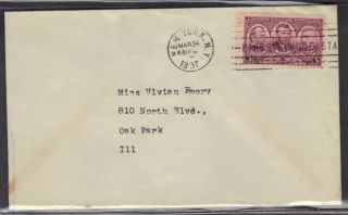 Usa 1937 Cover From Kingsbridge Station York City To Oak Park Il