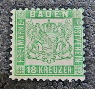 Nystamps German States Baden Stamp 24 Og H $400 Signed