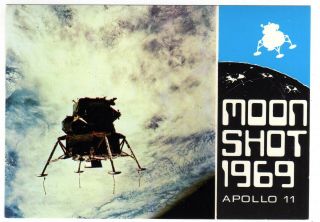 1969 Apollo 11 Moon Landing Souvenir Postcard,  16 July Cape Canaveral Postmark