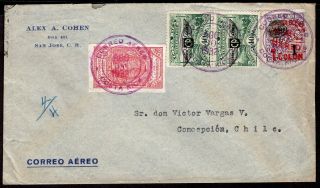 Costa Rica To Chile Air Mail Cover 1932 San Jose - Concepcion