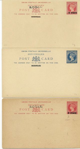 Seychelles Postal & Reply Cards 1890 - 1912 Qv (13) Items