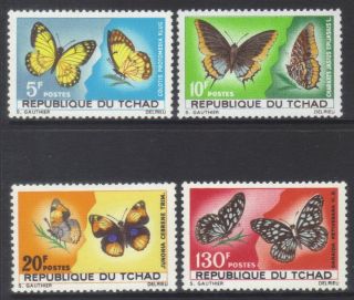 Chad 1967 Butterflies Mh Set Of 4