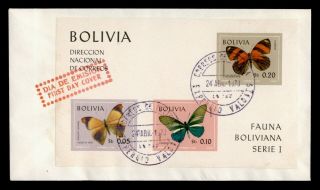 Dr Who 1970 Bolivia Butterfly S/s Fdc C126254