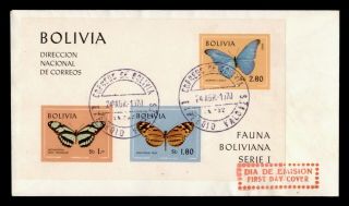Dr Who 1970 Bolivia Butterfly S/s Fdc C126253