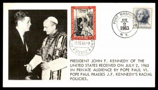 Us Vatican Mixed Franking 1963 Visit Cachet Cover