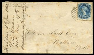 Halifax 1865 Cover With 5c Ns Stamp To Wallace,  Ns