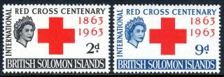 Solomon Islands 110 - 111,  Mnh.  Red Cross Centenary.  Queen Elizabeth Ii,  1963